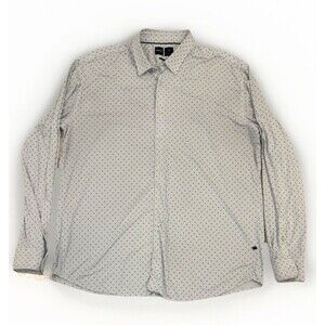 Hugo Boss Performance Button-Up Shirt 3XL Geometric Slim Fit White With Flaws